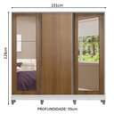 Ver imagem 3 de Guarda-roupa Casal 100% Mdf Madesa Eros 3 Portas de Correr com Espelhos com Pés - Branco/rustic