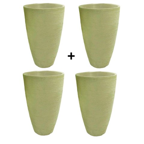 Kit 4 Vaso Planta 45x30 Oval Moderno Polietileno BGPLASTICOS V13 AZUL TURQUESA 018