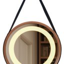 Ver imagem 2 de Espelho Redondo Iluminado 40cm com Alça Touch 2 Leds com Alça Adnet Reduna
