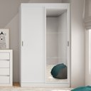 Ver imagem 1 de Guarda-Roupa Solteiro 2 Portas de Correr com Espelho 2 Gavetas Branco Carraro