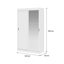Guarda-Roupa Solteiro 2 Portas de Correr com Espelho 2 Gavetas Branco Carraro - 2