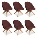 Ver imagem 1 de Kit 6 Poltronas Cadeira Giratória Bela Suede Base Madeira Marsala Pallazio