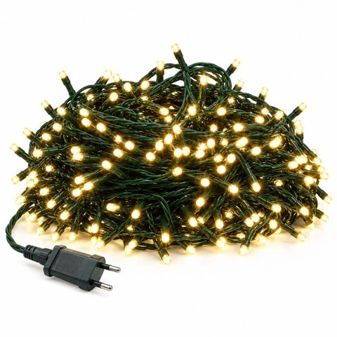 Pisca Cordão Estrobo 500 Leds Branco Quente 50m Fio Verde Bivolt