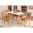 Ver imagem 1 de Conjunto Mesa Mila Premium Madeira Maciça C/ Tampo Madeirado C/ Vidro 160x90cm e 6 Cadeiras Alice