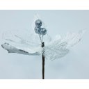 Ver imagem 2 de Kit 16 Flor Artificial Decoração Brilho Prata Glitter 15cm