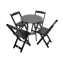 Ver imagem 1 de Mesa Dobrável de Madeira Redonda 70cm com 4 Cadeiras Preta - Tarimatã