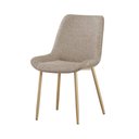 Ver imagem 4 de Conjunto Mesa de Jantar Lara 120cm Vidro Redondo Aço Carbono Bronze Chic 4 Cadeiras em Linho - Bege