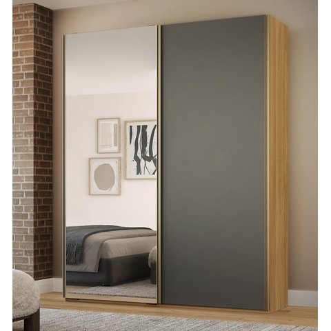 Guarda-Roupa Raffinato 100% MDF 2 Portas e 1 Espelho