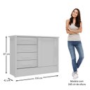 Ver imagem 4 de Cômoda Infantil 1 Porta 4 Gavetas Maya Espresso Móveis Branco