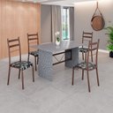 Ver imagem 1 de Conjunto Sala de Jantar Mesa Retangular 120x75cm Tampo Granito Ocre 4 Cadeiras Marselha Marrom/Preto Floral