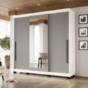 Ver imagem 1 de Roupeiro Valência 3 Portas Correr com Espelho 217x213cm Branco/Cinza 240854