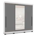 Ver imagem 2 de Roupeiro Valência 3 Portas Correr com Espelho 217x213cm Branco/Cinza 240854