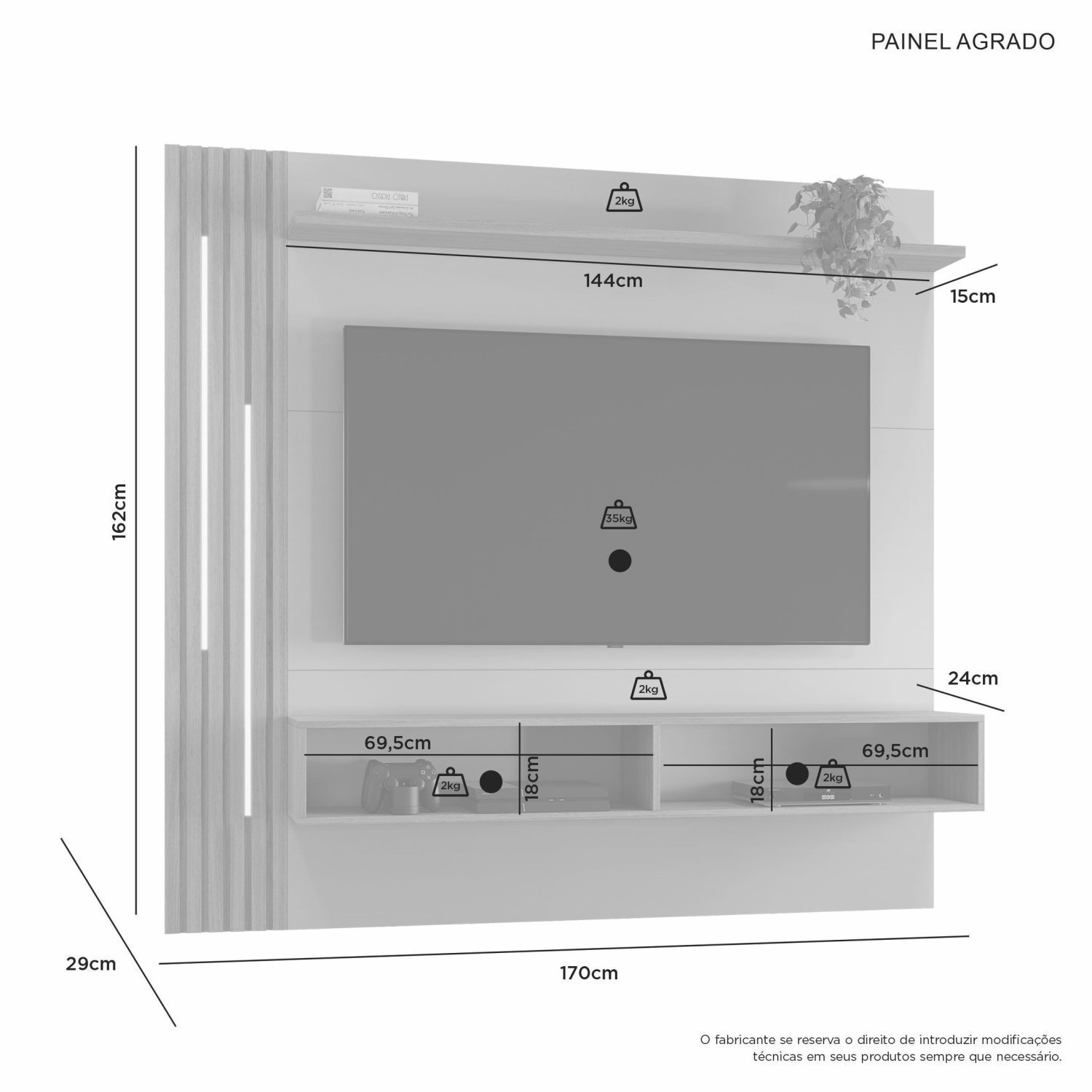 Painel para Tv até 65 Polegadas Agrado Candian - 3