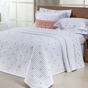 Cobre leito Super King Ellora 3Pçs Bordado Micropercal 400 Fios Branco