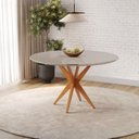 Ver imagem 1 de Mesa Simpatia Candian 108cm Redonda com Vidro Branco/Cinamomo/Off