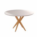 Ver imagem 2 de Mesa Simpatia Candian 108cm Redonda com Vidro Branco/Cinamomo/Off
