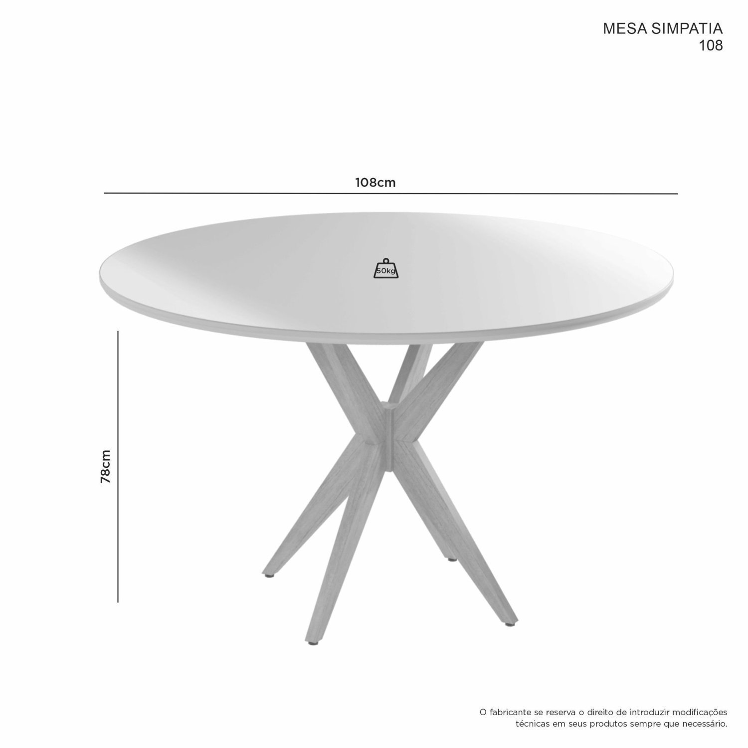 Mesa Simpatia Candian 108cm Redonda com Vidro - 3