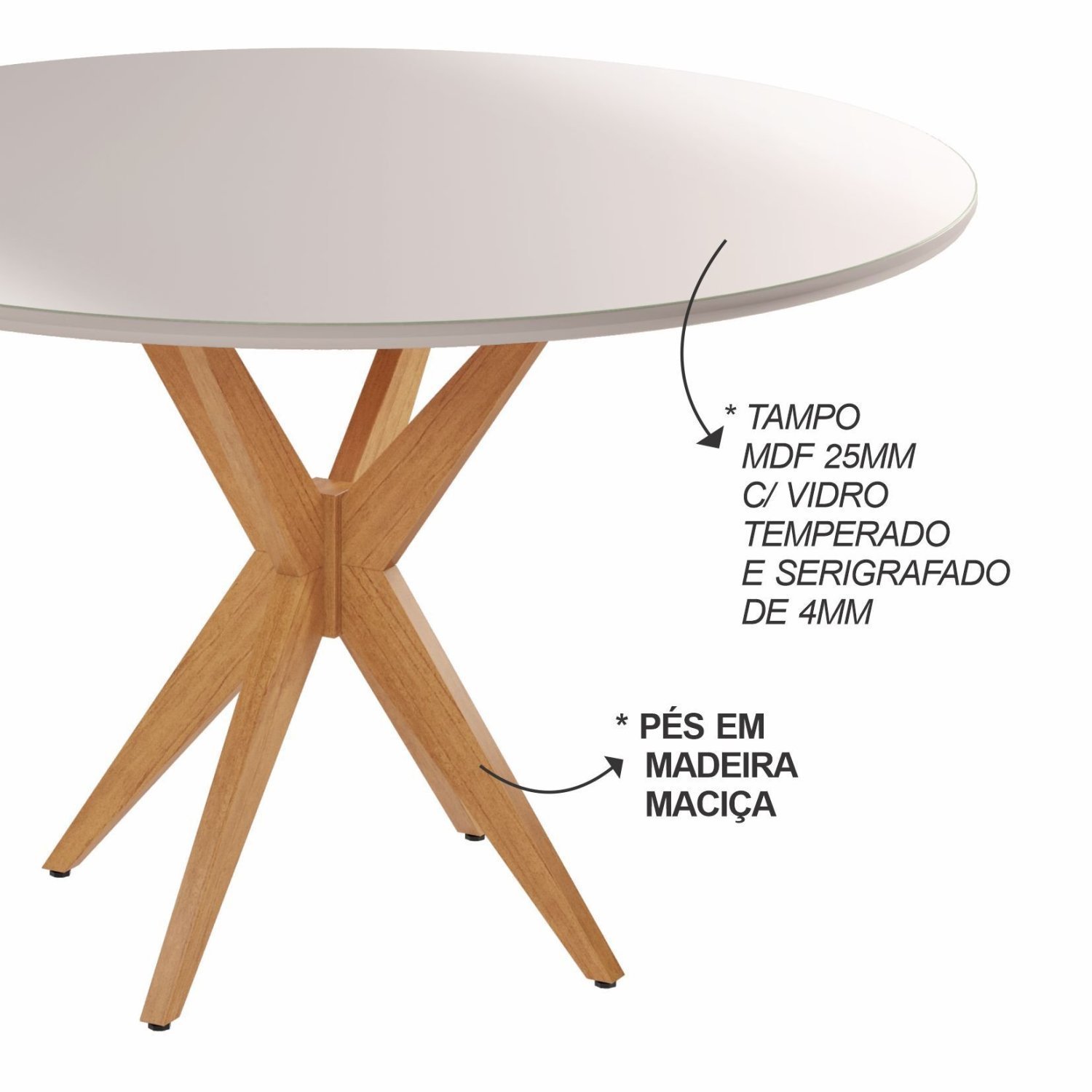 Mesa Simpatia Candian 108cm Redonda com Vidro - 4