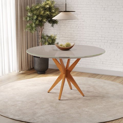 Mesa Simpatia Candian 108cm Redonda com Vidro
