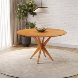 Mesa Simpatia Candian 108cm Redonda sem Vidro Tampo Amadeirado - 2