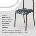 Ver imagem 7 de Conjunto Sala de Jantar Mesa Retangular 120x75cm Tampo Granito Topázio 4 Cadeiras Marselha Marrom/Preto Floral