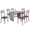 Ver imagem 2 de Conjunto Sala de Jantar Mesa Retangular 140x75cm Tampo Granito Topázio 6 Cadeiras Marselha Marrom/Preto Floral