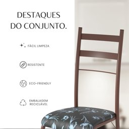 Conjunto Sala de Jantar Mesa Retangular 180x75cm Tampo Granito Topázio 8 Cadeiras Marselha - 10