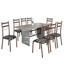 Ver imagem 2 de Conjunto Sala de Jantar Mesa Retangular 180x75cm Tampo Granito Topázio 8 Cadeiras Marselha Marrom/Preto Floral