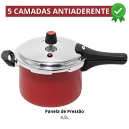 Panela de Pressão 4,5 Litros Antiaderente Fechamento Externo + Descanso Redondo + Colher de Silicone - 2