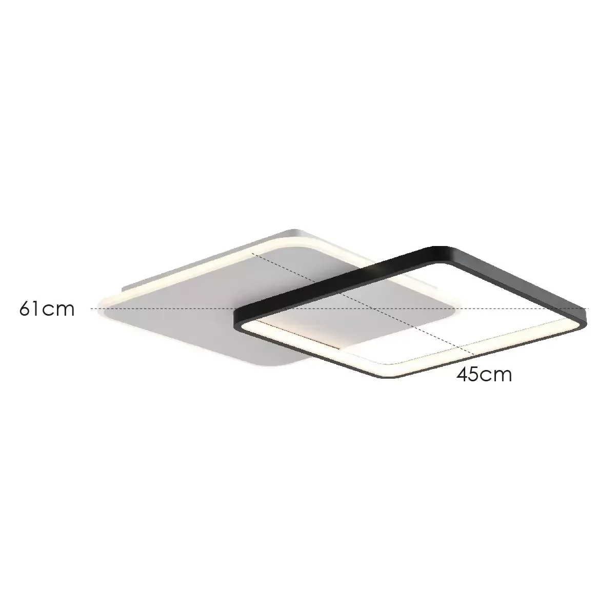 Plafon Quadrado Estrutura Em Alumínio Branco Com Detalhe Em Preto Acrílico e Silicone Led Integrado  - 3