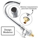 Ver imagem 2 de Torneira Cozinha Bancada Cromada Pia Simples Alavanca Inox