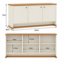 Ver imagem 6 de Armário Buffet para Sala de Jantar 3 Portas Pés Ripados 135 cm Berlin - Off White/Naturale