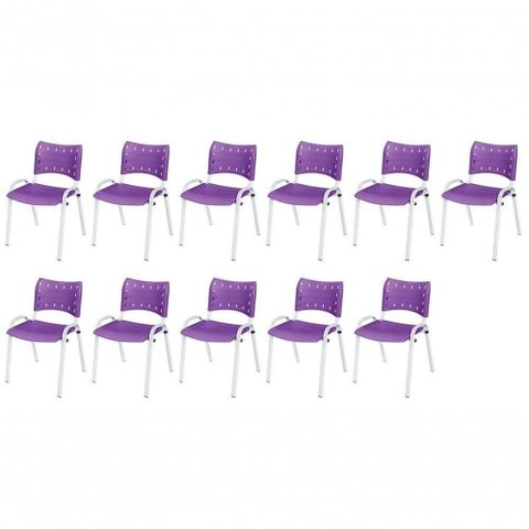 Cadeira Iso Base Branco , Escritório Violeta Kit 11 Un
