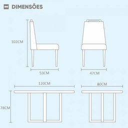 Mesa de Jantar Lisy Tampo Madeira e Vidro 120x80 com 4 Cadeiras de Madeira Maciça Móveis Mundial - 5