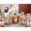 Ver imagem 1 de Mesa de Jantar Lisy Tampo Madeira e Vidro 120x80 com 4 Cadeiras de Madeira Maciça Móveis Mundial