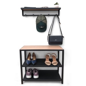 Kit Sapateira Sd 3503 Preto + Cabideiro Sd 3504 Cor:preto