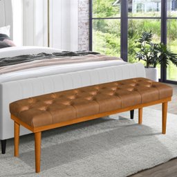 Recamier Calçadeira Apolo Corano Caramelo Solteiro 1,00m Base Madeira Pés Palito - 2