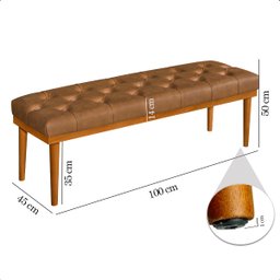 Recamier Calçadeira Apolo Corano Caramelo Solteiro 1,00m Base Madeira Pés Palito - 7