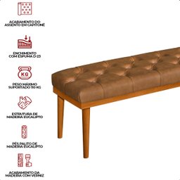 Recamier Calçadeira Apolo Corano Caramelo Solteiro 1,00m Base Madeira Pés Palito - 6