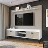Conjunto Home Theather Rack E Painel Com Prateleira Setúbal Art in Móveis Branco - 1