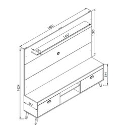 Conjunto Home Theather Rack E Painel Com Prateleira Setúbal Art in Móveis Branco - 3 Conjunto Home Theather Rack E Painel Com Prateleira Setúbal Art in Móveis Branco - 3