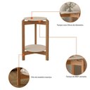 Ver imagem 3 de Mesa Lateral Sala Lizz com Pés de Madeira Maciça Off White/cedro