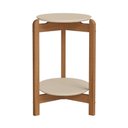 Ver imagem 1 de Mesa Lateral Sala Lizz com Pés de Madeira Maciça Off White/cedro