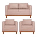 Ver imagem 1 de Kit Sofá 3 Lugares e 2 Poltronas Europa 180 cm Estilo Conforto e Elegância Suede Rosê - ADJ Decor