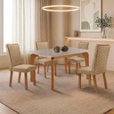 Ver imagem 1 de Mesa de Jantar Liz Lira 4 Lugares Tampo MDF com Vidro 120cm Off White Moderna