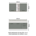 Ver imagem 4 de Armário de Cozinha Compacta 150cm Branco/Cinza Agata Madesa 01