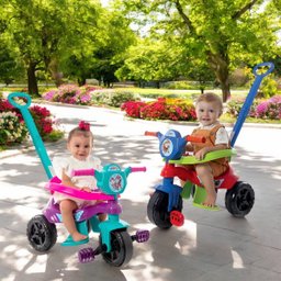 Carrinho de Passeio com Pedal Infantil Kemotoca Baby - Diversão e Segurança Cor:dog Azul - 2