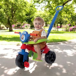 Carrinho de Passeio com Pedal Infantil Kemotoca Baby - Diversão e Segurança Cor:dog Azul - 6
