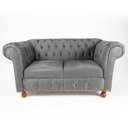 Ver imagem 2 de Namoradeira Luiz XV Chesterfield Capitone Cinza Carmuca
