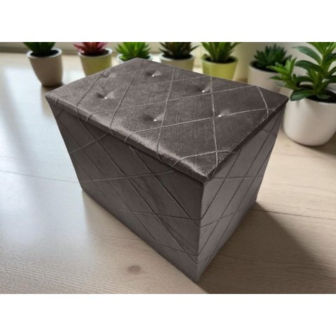 Puff Baú c/ Botão Banqueta Suede Organizar Decorar 55cm Marrom Trançado